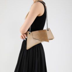 Women's Glossy Stone Pattern Patent Leather Square Pouch