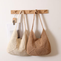 Large Capacity Cotton Braided Straw Woven Bag